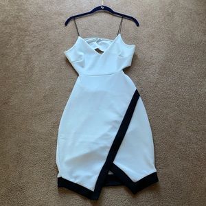 Spaghettini strap dress with black trim open back